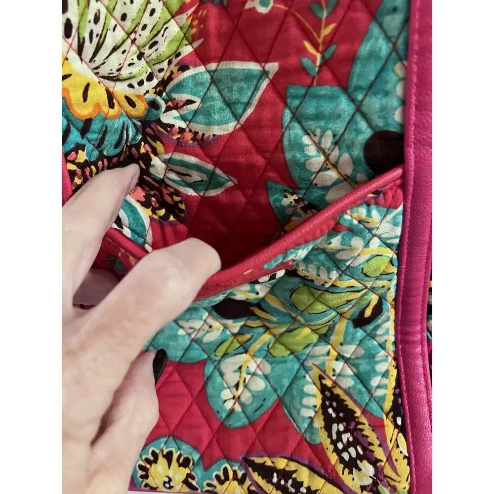 Vera Bradley Red Rumba Floral Small Trimmed Tote Bag 15 X 11 X 5
